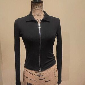 Ava & Eve Women's Heart Shaped Zipper Black Jacket Size S